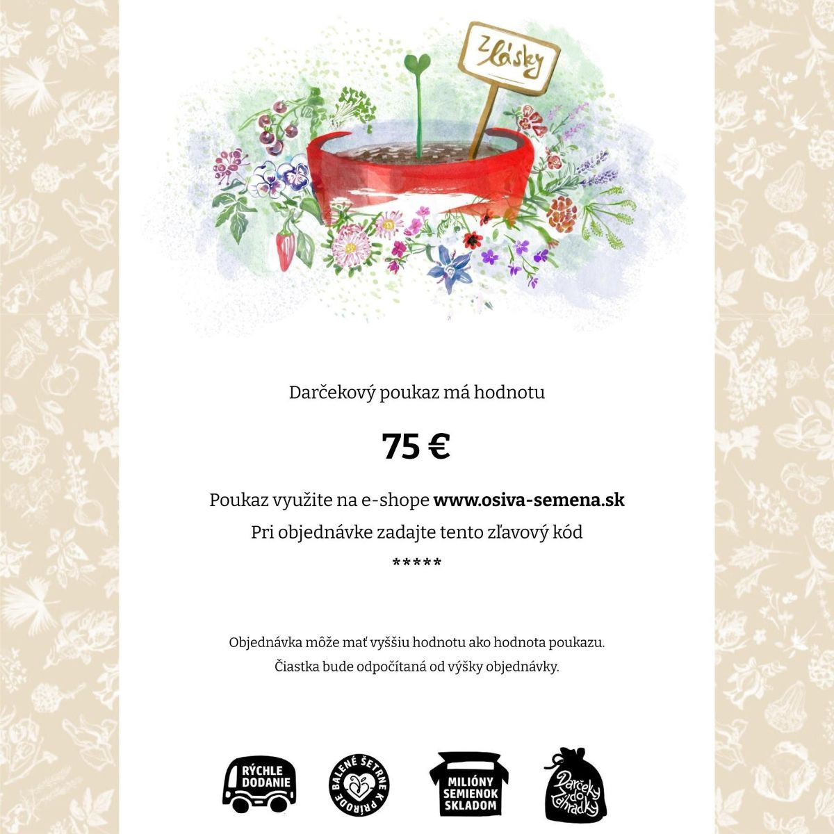 Poukážka z lásky v hodnote 75 €