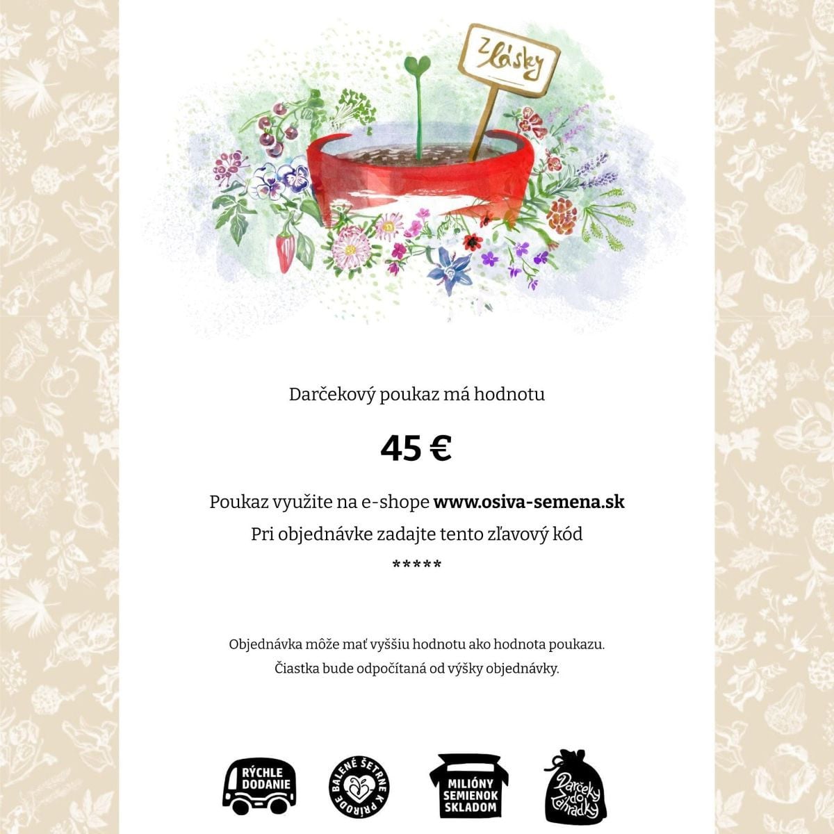 Poukážka z lásky v hodnote 45 €