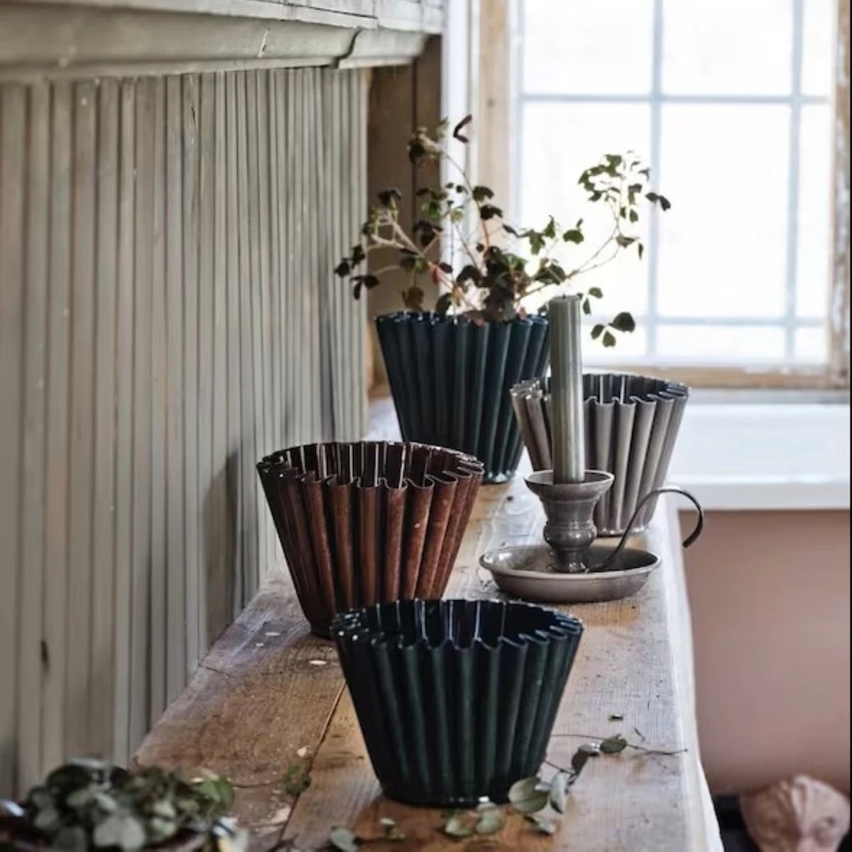 Kovový kvetináč Ronja - zelený - veľ. XS - Strömshaga AB - 1 ks