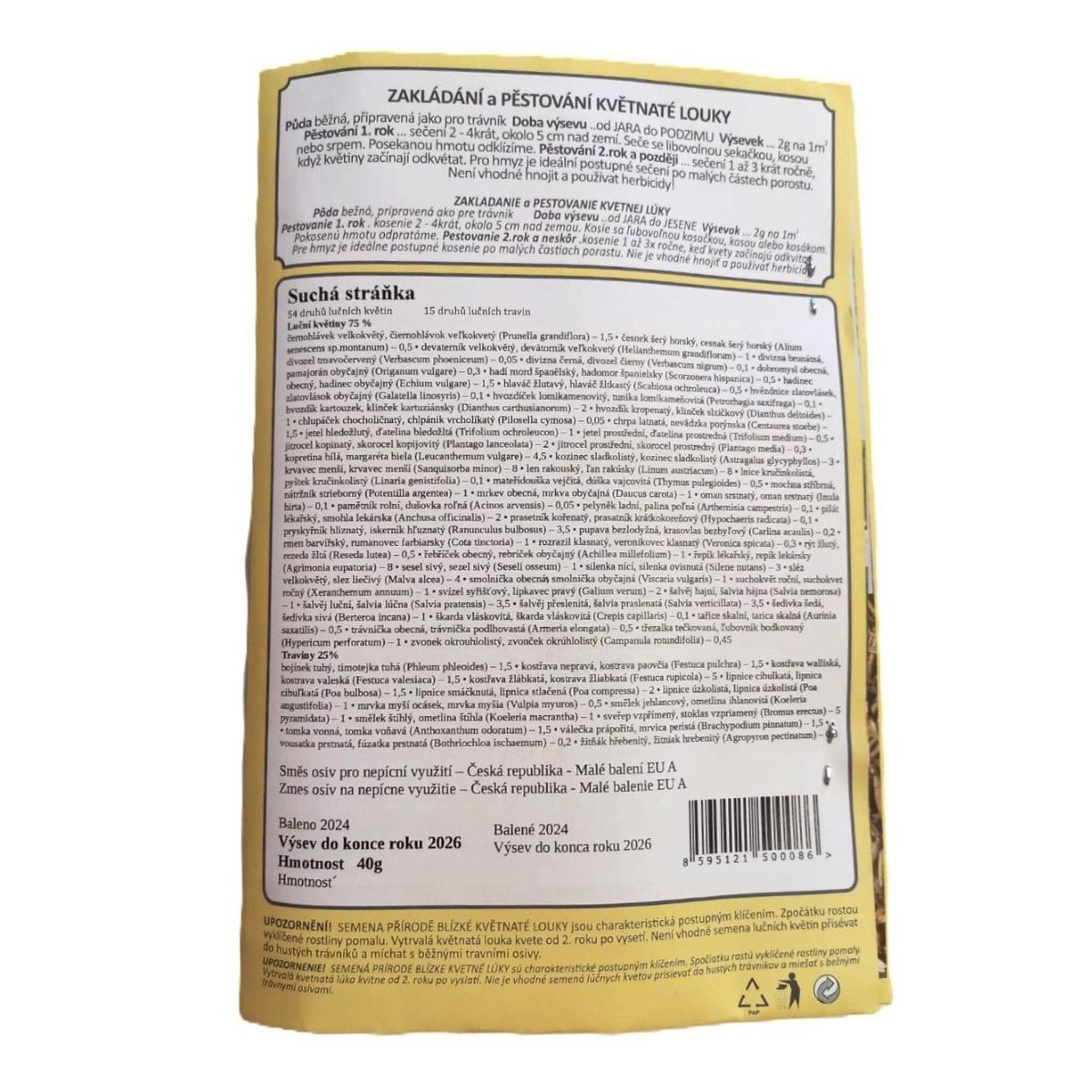 Kvetinová lúka Suchá stráň - Planta Naturalis - osivo lúčnych kvetov - 40 g