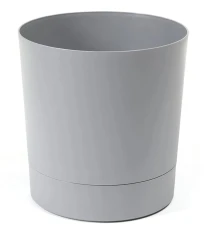 Kvetináč Aura s podmiskou sivý – 18 cm – plastový kvetináč