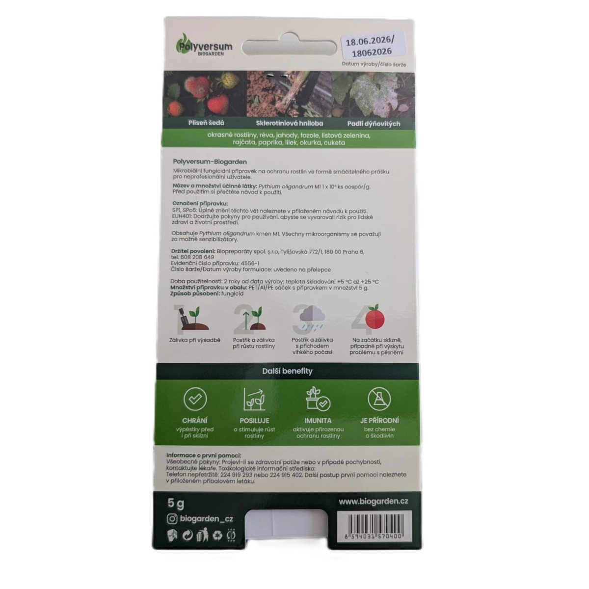 Polyversum - Bio prípravok proti plesňovým chorobám - AgroBio - ochrana rastlín - 5 g