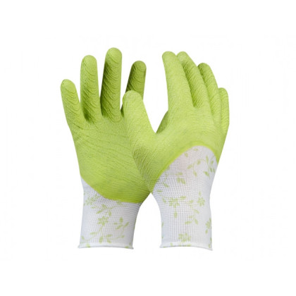 Pracovné rukavice dámske zelené - veľkosť 7 - Flower - 1 pár
